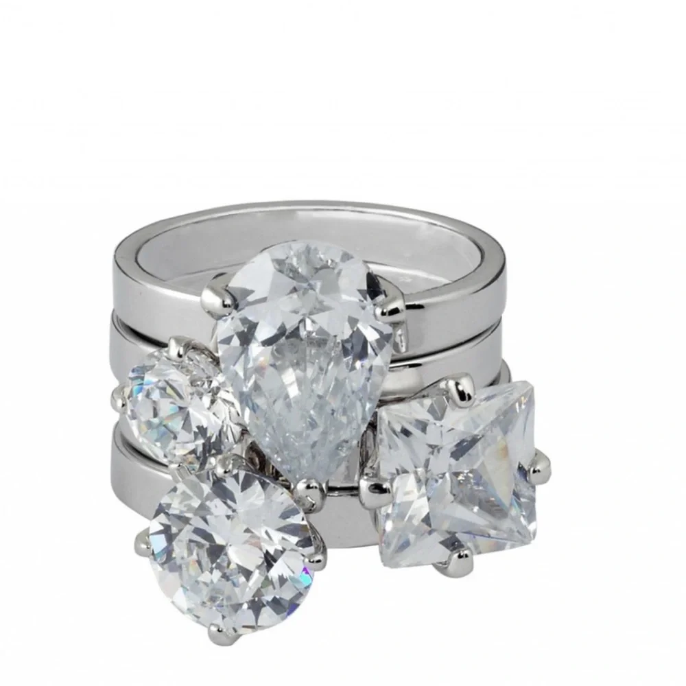 Lisa Freede NEW 925 CZ Silver Women's Ring Set Size 6